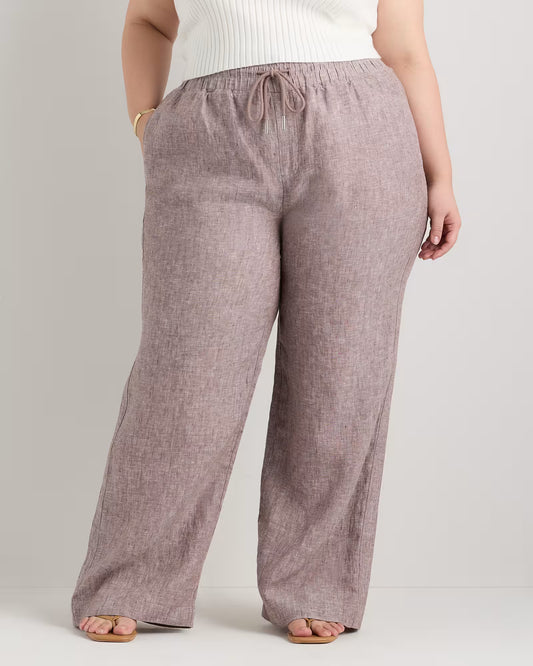 100% European Linen Wide Leg Pants - US 8003