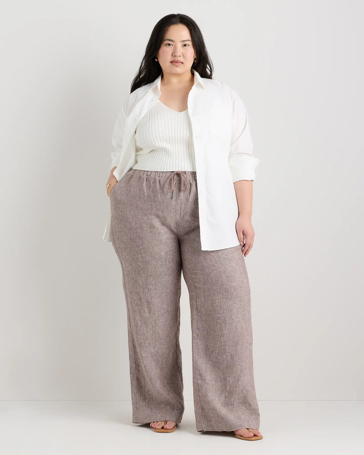 100% European Linen Wide Leg Pants - US 8003