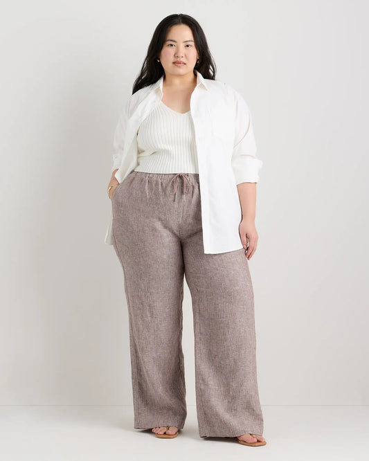 100% European Linen Wide Leg Pants - US 8003