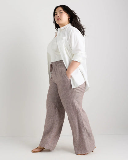 100% European Linen Wide Leg Pants - US 8003