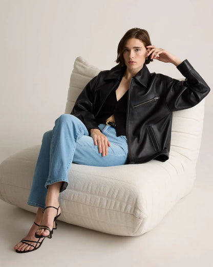 100% Leather Oversized Bomber Jacket - US 0756