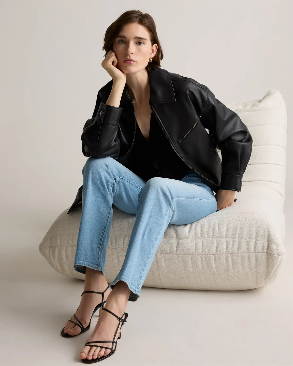 100% Leather Oversized Bomber Jacket - US 0756