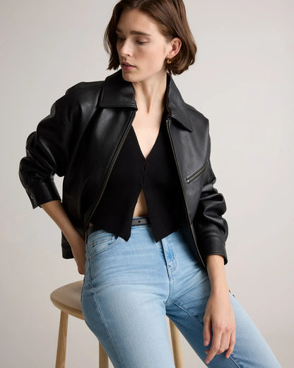 100% Leather Oversized Bomber Jacket - US 0756