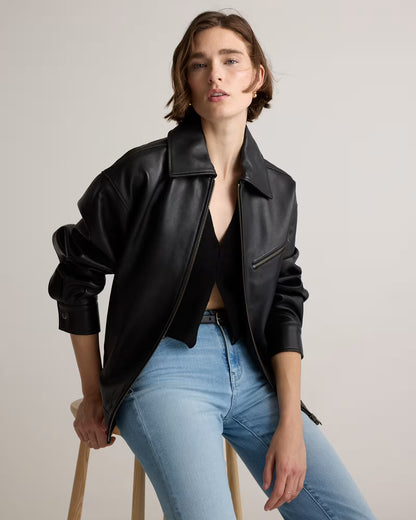 100% Leather Oversized Bomber Jacket - US 0756