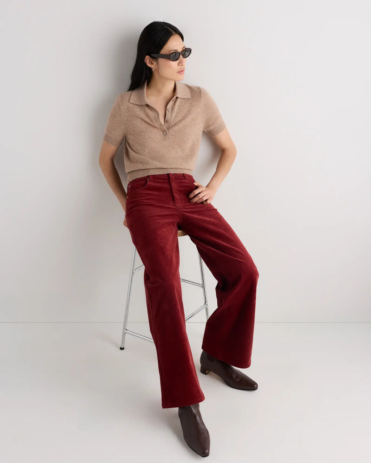 Organic Stretch Corduroy Wide Leg Pants - US 6901