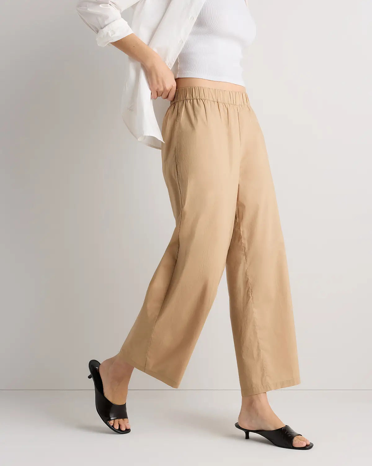 100% Organic Lightweight Poplin Wide Leg Pants - US 4098