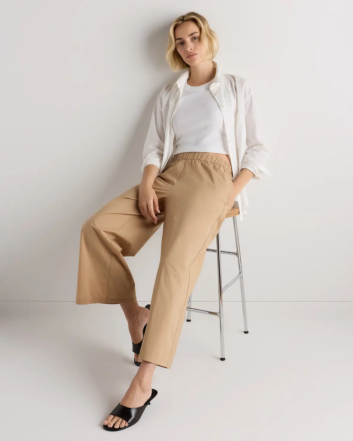 100% Organic Lightweight Poplin Wide Leg Pants - US 4098