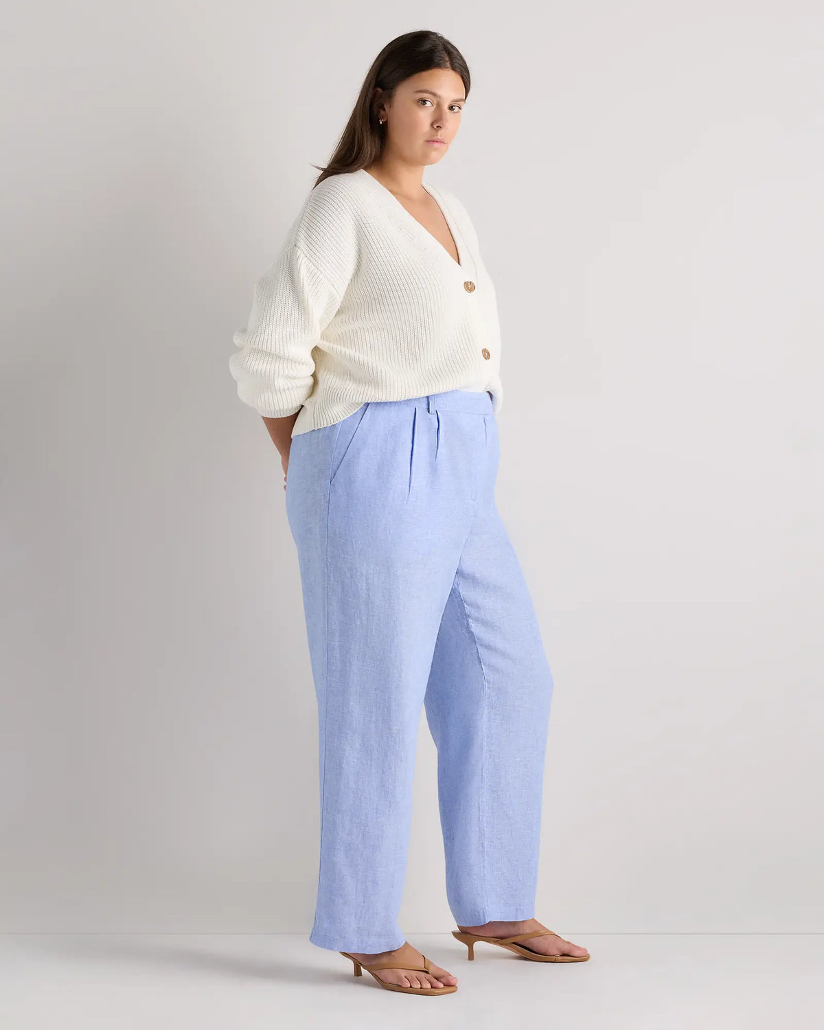 100% European Linen Pleated Trouser - US 9519