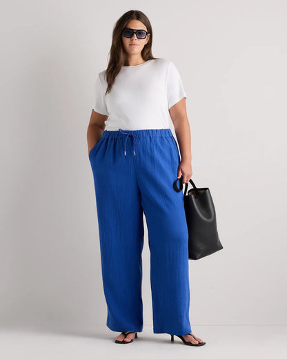 100% Organic Cotton Gauze Straight Leg Pants - US 7593