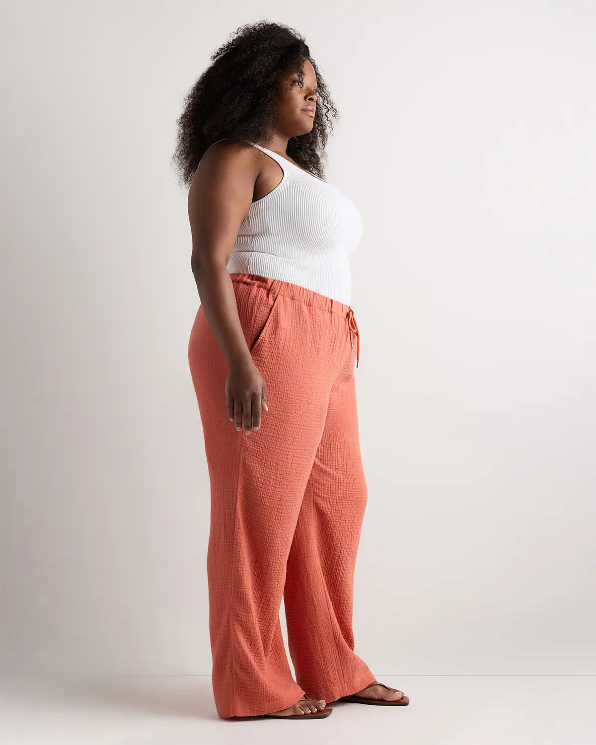 100% Organic Cotton Gauze Straight Leg Pants - US 8775