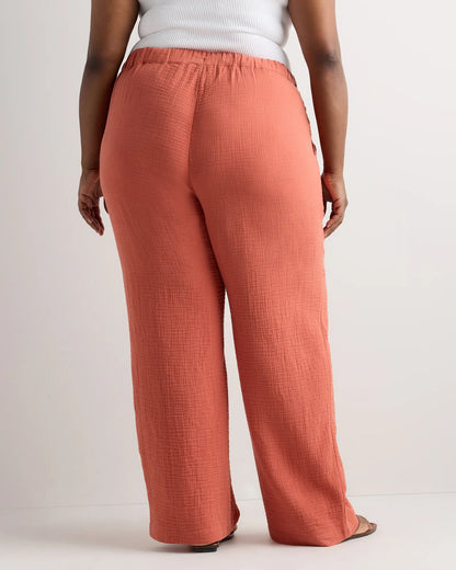 100% Organic Cotton Gauze Straight Leg Pants - US 8775