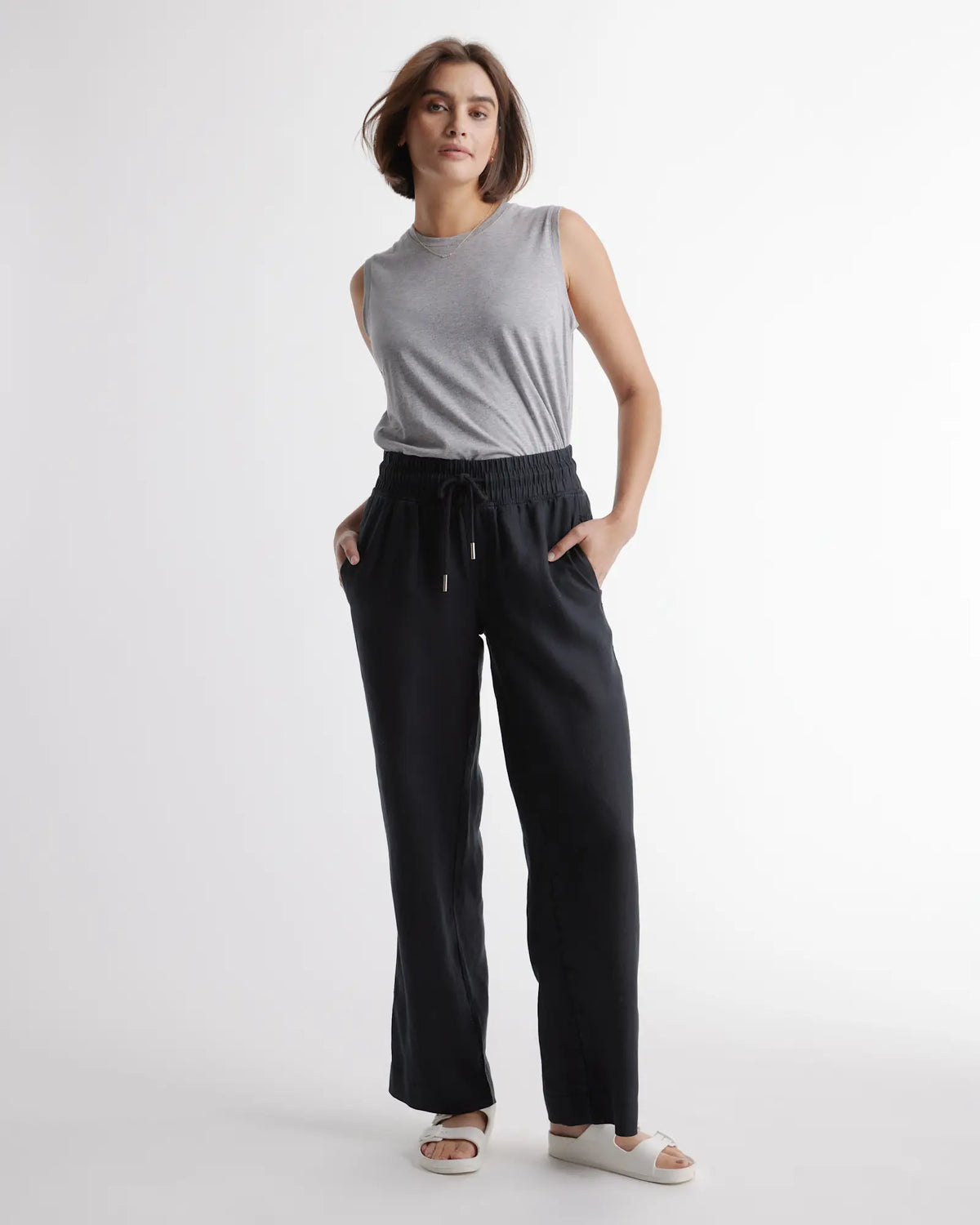 100% European Linen Wide Leg Pants - US 6701