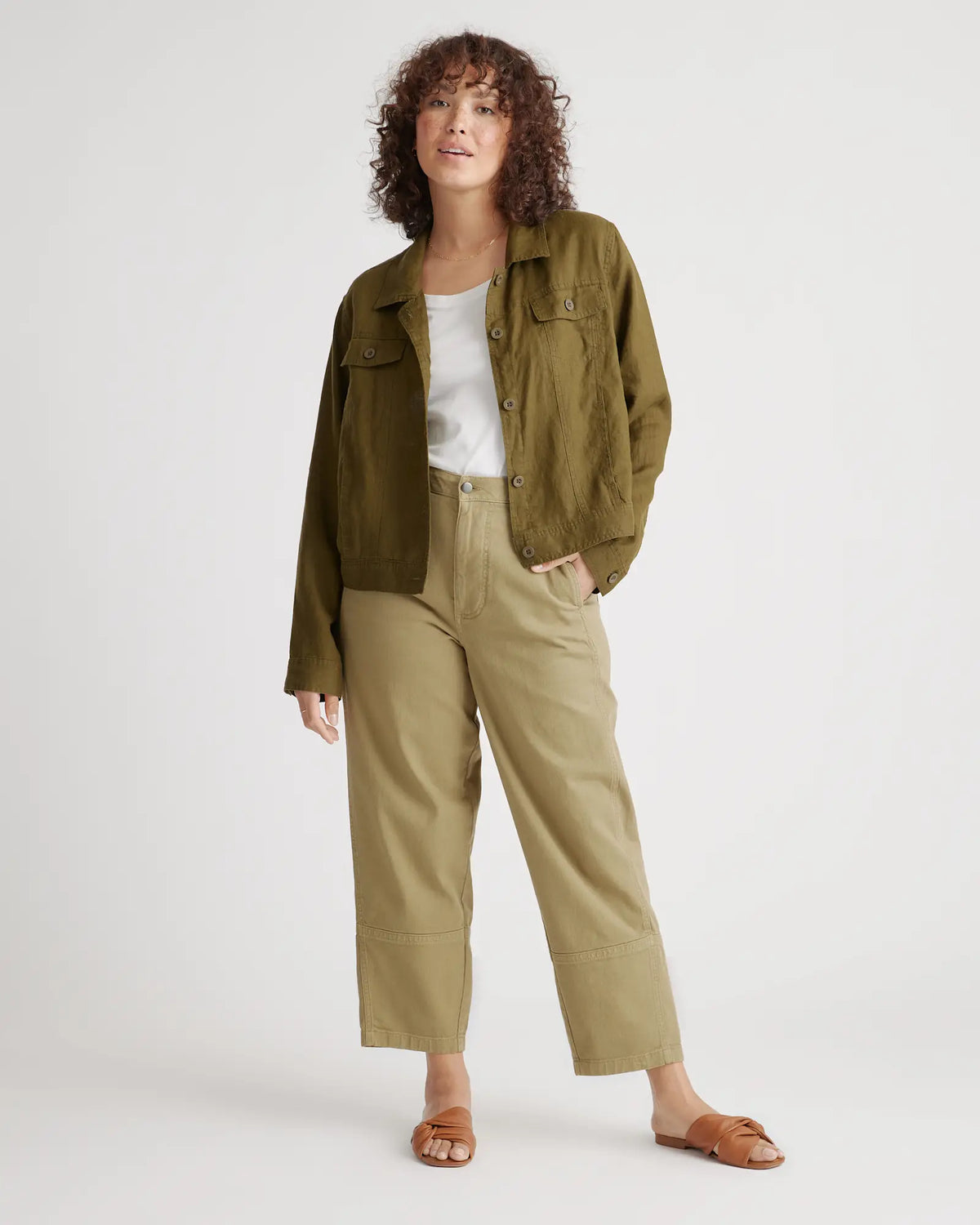 Organic Stretch Cotton Twill Barrel Pants - US 2040