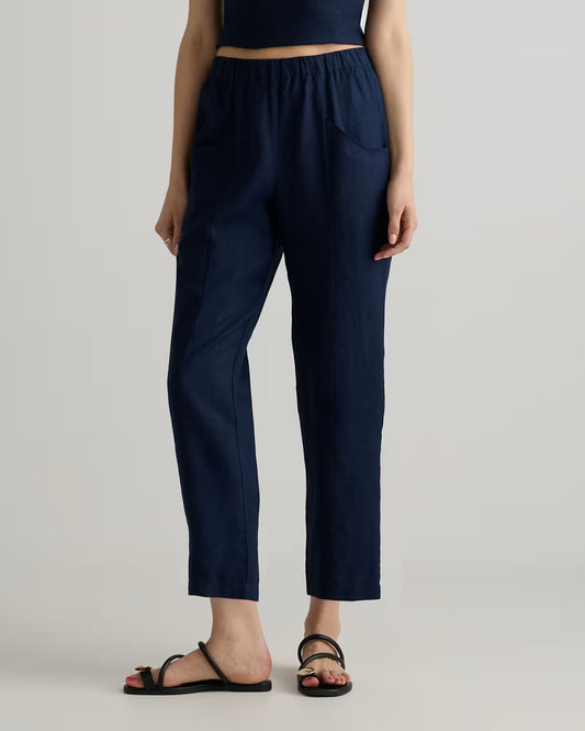 100% European Linen Tapered Ankle Pants - US 6285