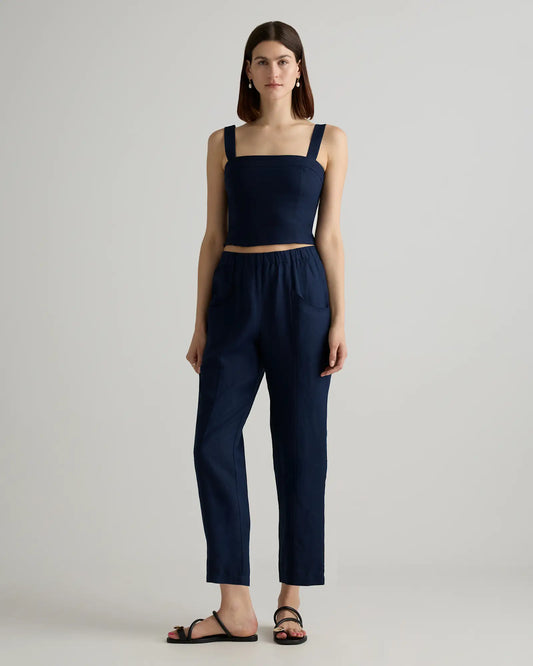 100% European Linen Tapered Ankle Pants - US 6285