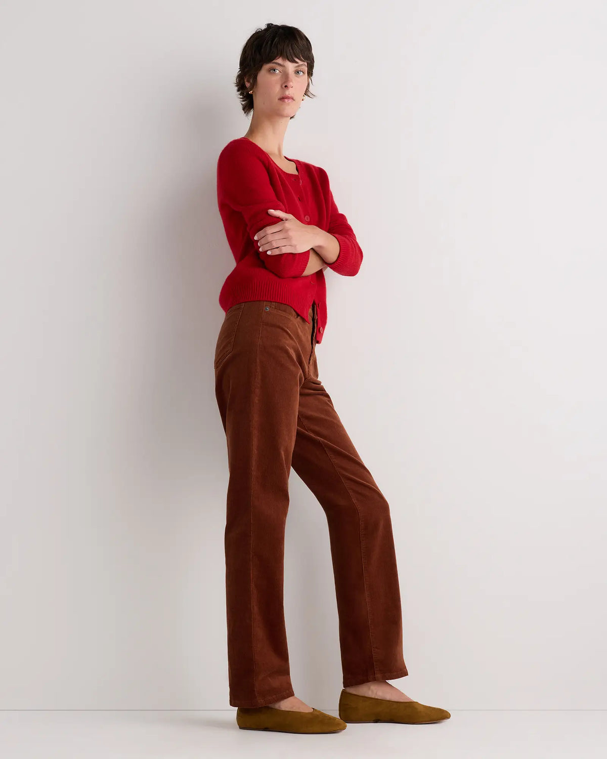 Organic Stretch Corduroy Straight Leg Pants - US 4836