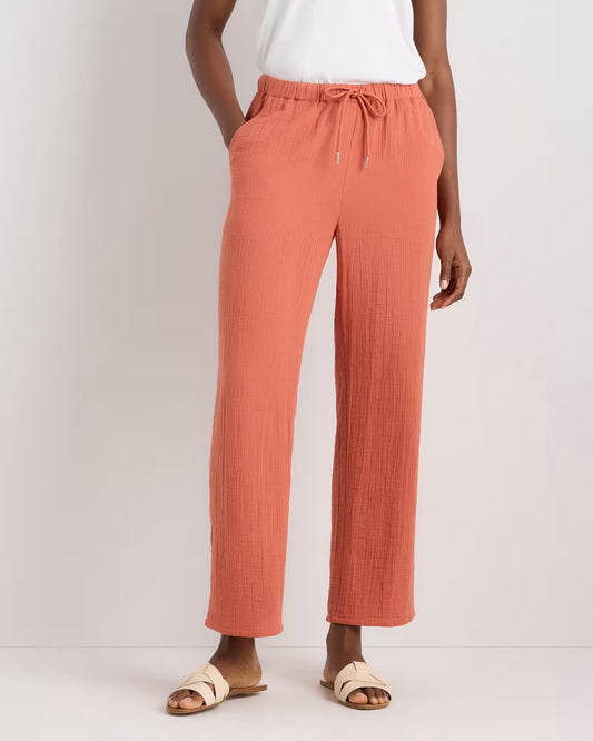 100% Organic Cotton Gauze Straight Leg Pants - US 9604