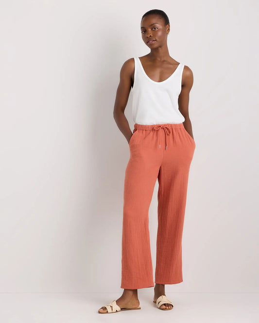100% Organic Cotton Gauze Straight Leg Pants - US 9604