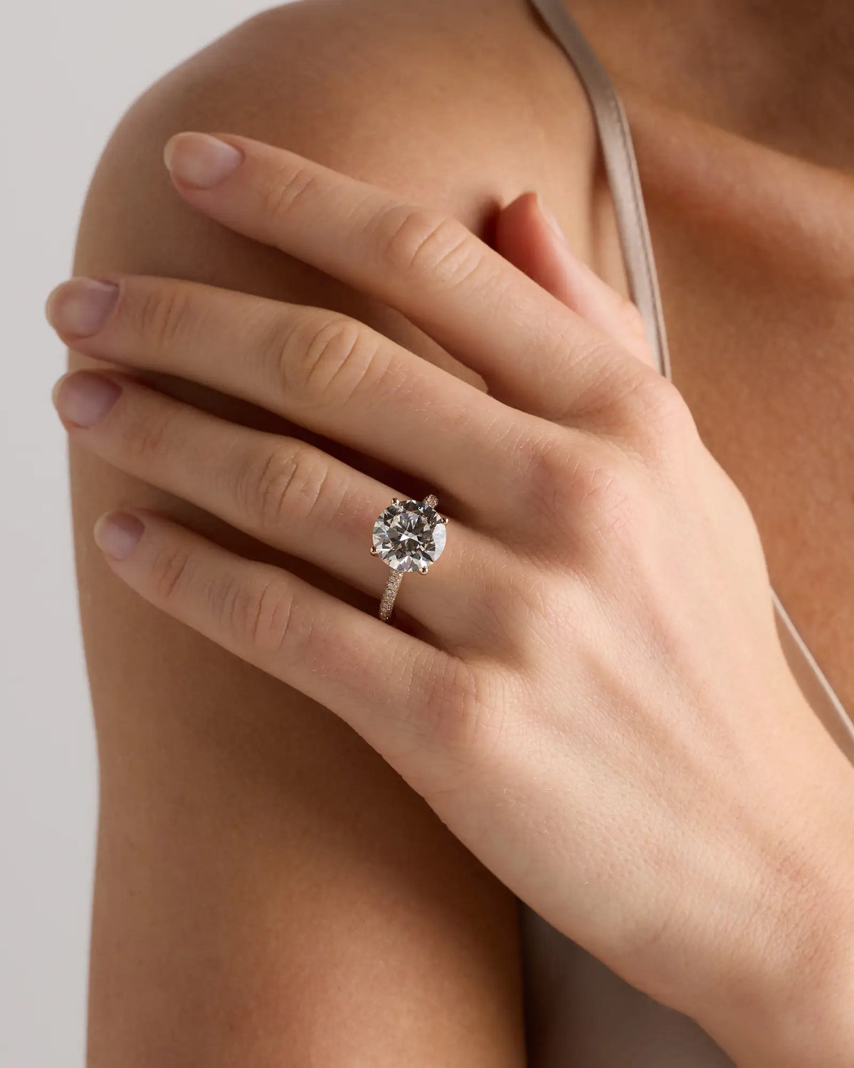Lab Grown Diamond Round Pave Cathedral Engagement Ring - 5ct - US 1504