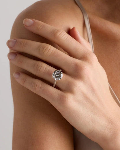 Lab Grown Diamond Round Pave Cathedral Engagement Ring - 5ct - US 1504