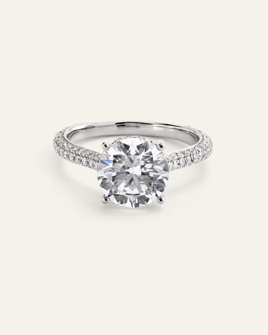 Lab Grown Diamond Round Pave Cathedral Engagement Ring - 3ct - US 3474