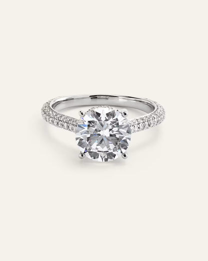 Lab Grown Diamond Round Pave Cathedral Engagement Ring - 3ct - US 0055