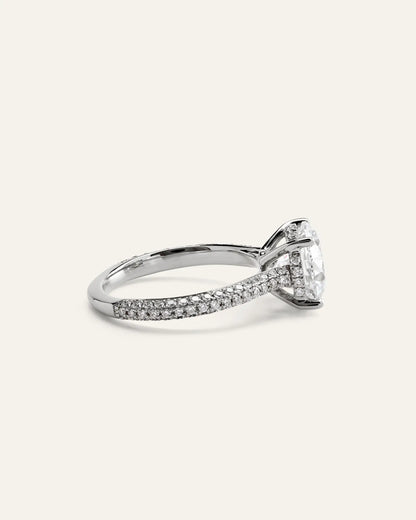 Lab Grown Diamond Round Pave Cathedral Engagement Ring - 3ct - US 0055