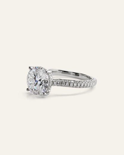 Lab Grown Diamond Round Pave Cathedral Engagement Ring - 3ct - US 0055