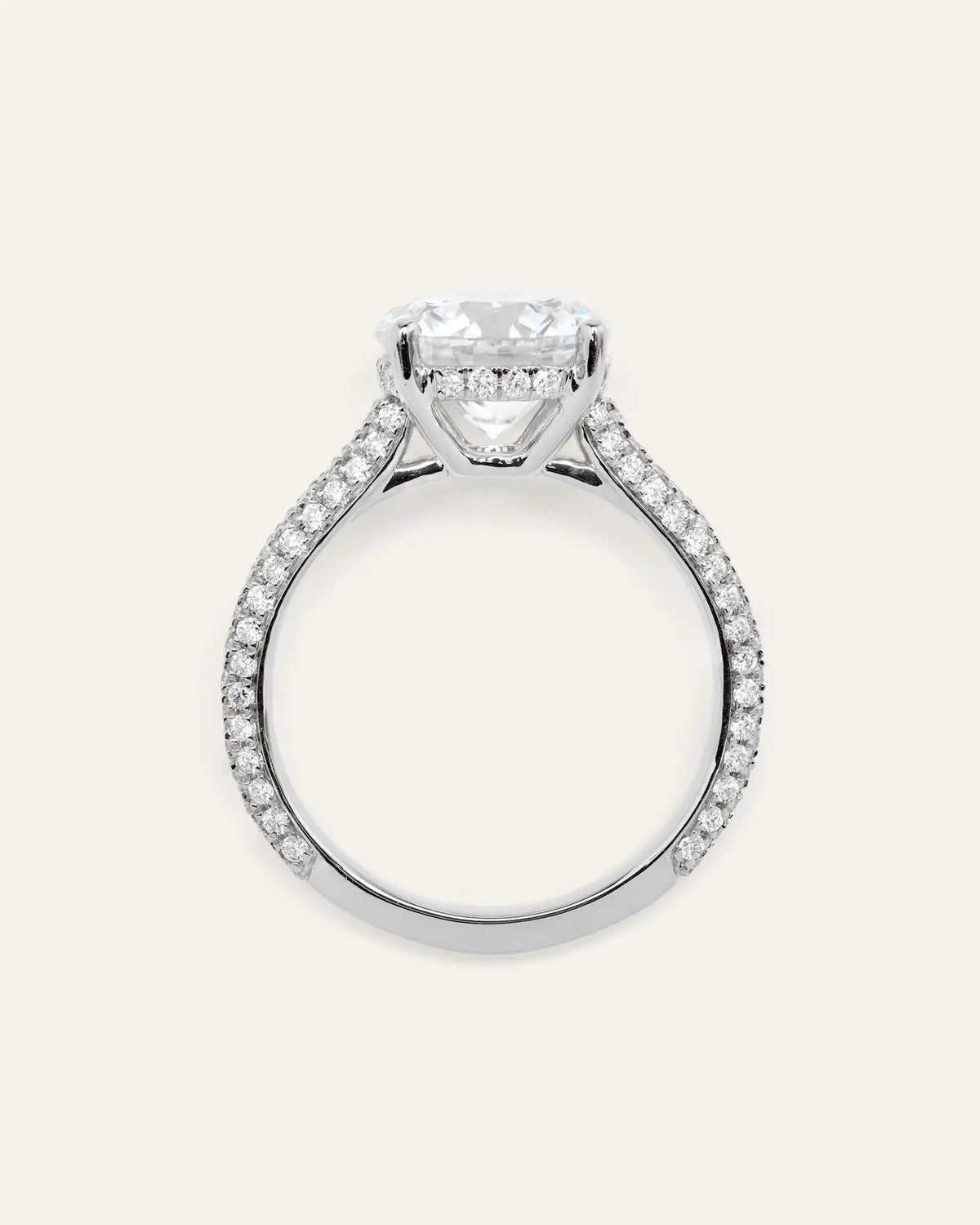 Lab Grown Diamond Round Pave Cathedral Engagement Ring - 3ct - US 0055
