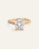 Lab Grown Diamond Elongated Cushion Pave Cathedral Engagement Ring - 3ct - US 4473