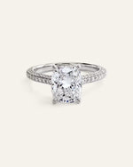 Lab Grown Diamond Elongated Cushion Pave Cathedral Engagement Ring - 3ct - US 4292