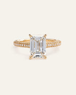 Lab Grown Diamond Emerald Pave Cathedral Engagement Ring - 3ct - US 0583