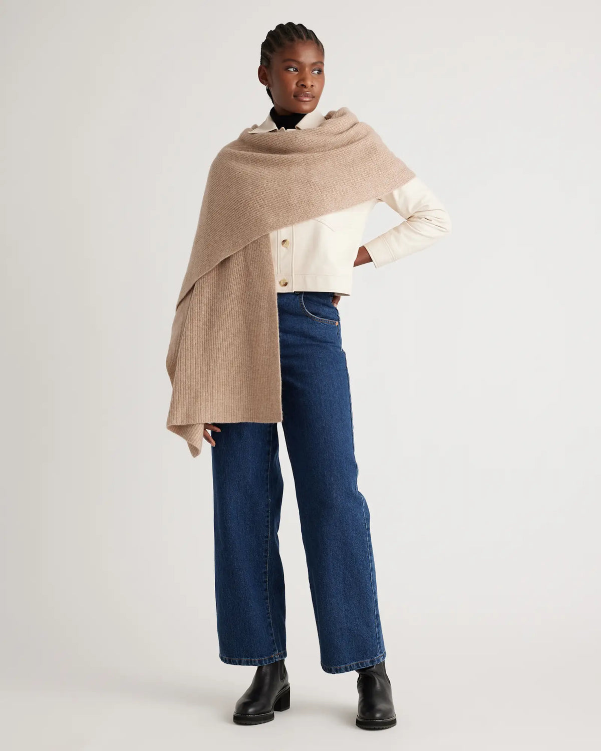 Mongolian Cashmere Ribbed Wrap - US 8803