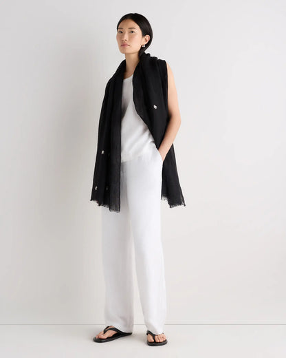100% European Linen Embroidered Scarf - US 2761