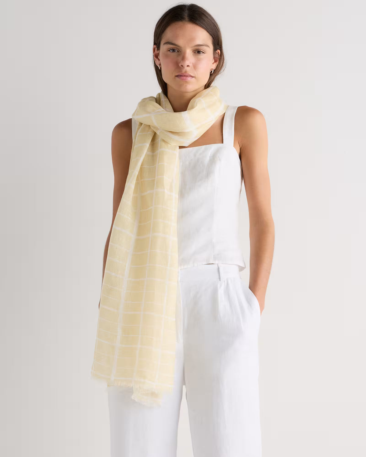 100% European Linen Printed Scarf - US 2333
