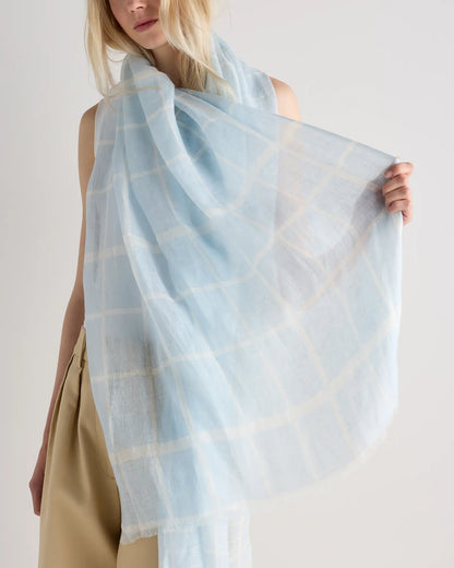 100% European Linen Printed Scarf - US 0895