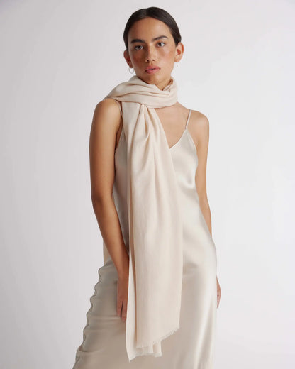 Featherweight Cashmere Silk Frayed Edge Scarf - US 9309