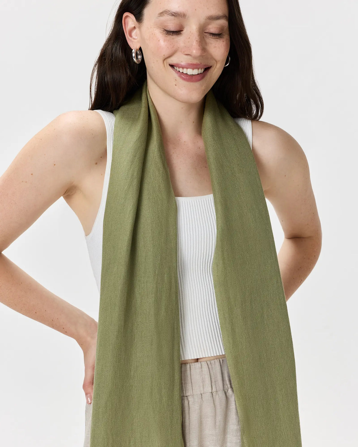 Featherweight Cashmere Silk Frayed Edge Scarf - US 6782