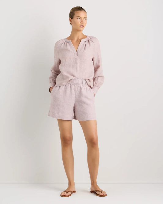 100% European Linen High Waisted Shorts - US 4502