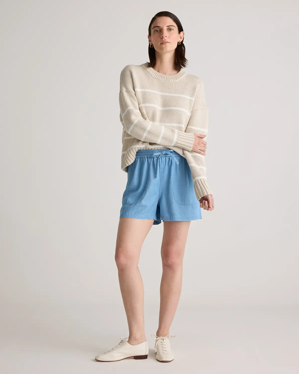 Pull-On Tencel Chambray Shorts - US 0538