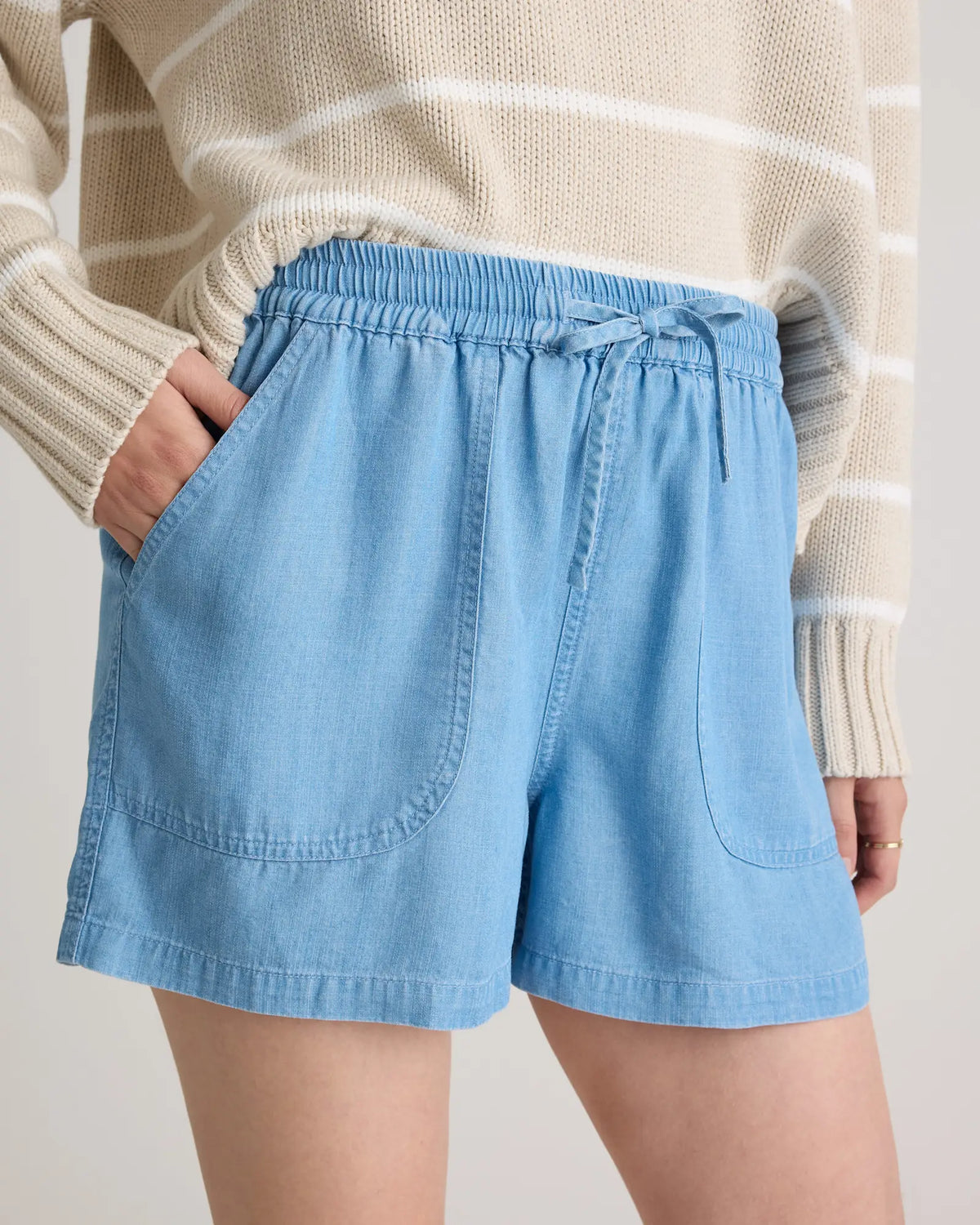 Pull-On Tencel Chambray Shorts - US 0538
