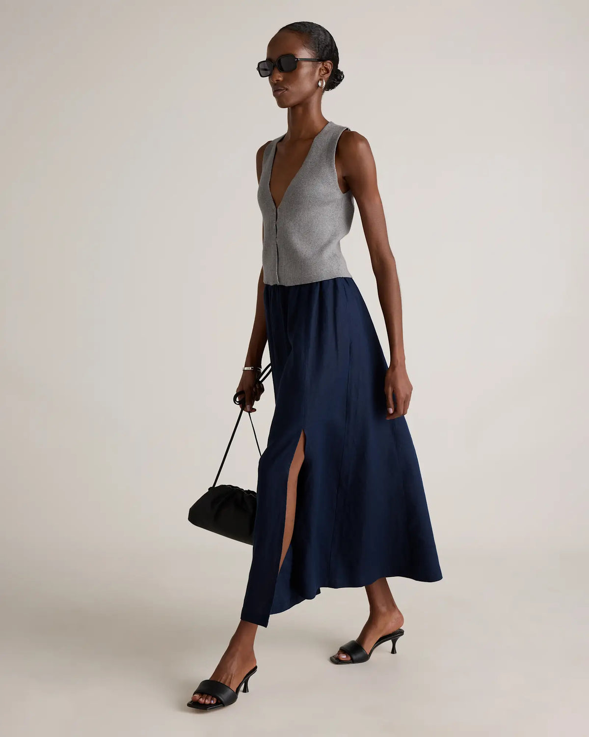 100% European Linen Maxi Skirt - US 2558