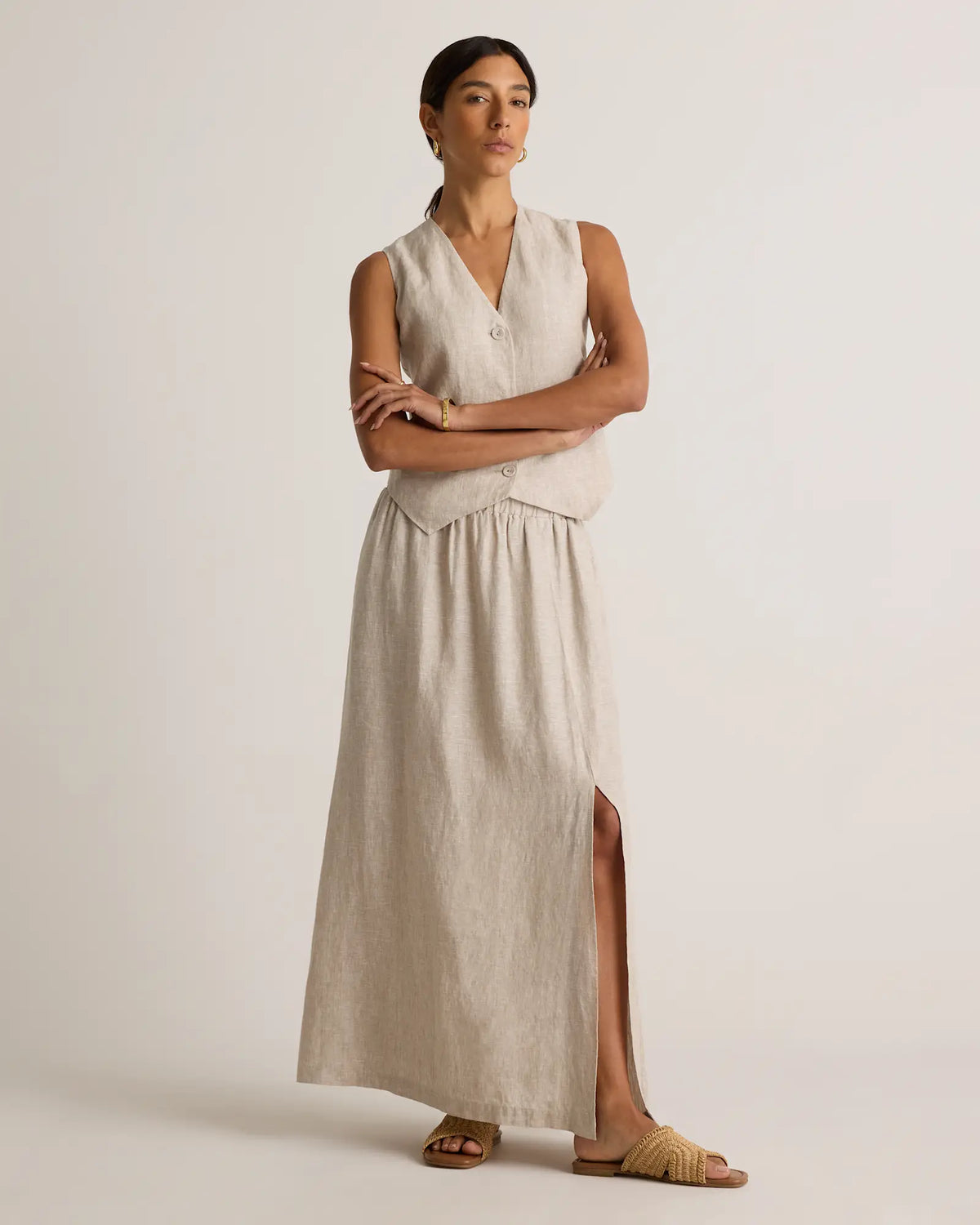 100% European Linen Maxi Skirt - US 8531
