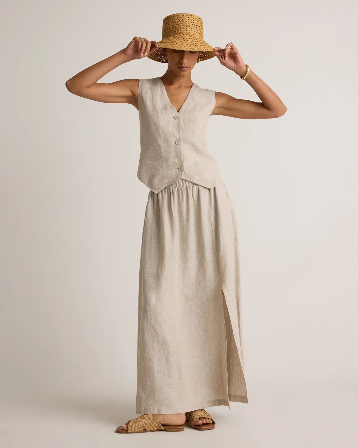 100% European Linen Maxi Skirt - US 8531