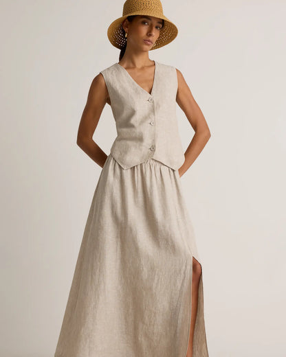 100% European Linen Maxi Skirt - US 8531