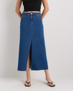 Stretch Denim 5-Pocket Midi Skirt - US 2201
