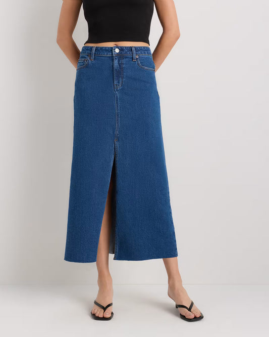 Stretch Denim 5-Pocket Midi Skirt - US 2201