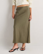 100% European Linen Midi Slip Skirt - US 4577