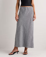 100% European Linen Midi Slip Skirt - US 6208
