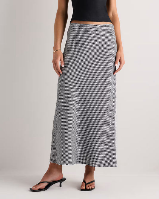 100% European Linen Midi Slip Skirt - US 6208